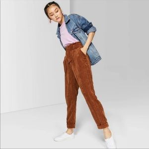 Wild Fable High Rise Belted Corduroy Trouser Pants Size-Small